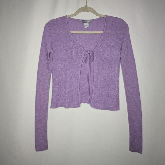 Evolution Not Revolution Women Vintage Y2K Ribbed Knit Tie-Front Cardigan Top M - Picture 1 of 6